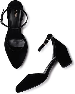 Marc Loire Women’s Pointed Toe Block Heel Fashion Sandals with Buckled Ankle Strap