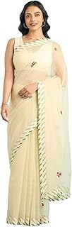 Modern Embroidered Kota Saree For Women With Unstitched Blouse Piece (Off White-SPH08H00093)