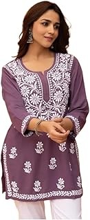 Sidhidata Women Rayon Regular Stylish Kurti with 3/4 Sleeves & Beautiful Neck Embroidery Ideal for Casual Office Wear & Everyday Comfort (Kurti Angell)