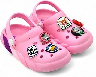 SVAAR Slingback Clog Shoes for Boys & Girls || Indoor & Outdoor Sandals Clogs for Kids with 4 Cartoon Charm