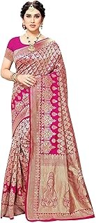 Yashika Women's Trendy Banarasi Kanjivaram Navy Color Art Silk Saree with Blouse Material