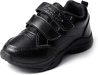 FAUSTO Unisex School Uniform Shoes|Boys & Girls Non Lacing Breathable School Shoes|Hook and Loop Adjustable Fasteners School Shoes for Kids