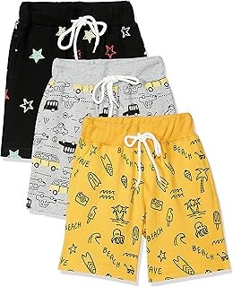 KYDA KIDS 100% Cotton Kids Shorts for Boys & Girls - Regular Fit Casual Short for Unisex, Multicolor - Pack of 3