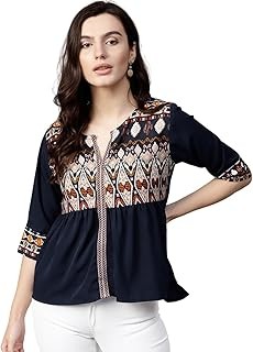 Youthnic Women's Poly Rayon Printed Alia Cut Peplum Top | Top for Office | Women's Tunics | Short Kurti Women| Regular Fit