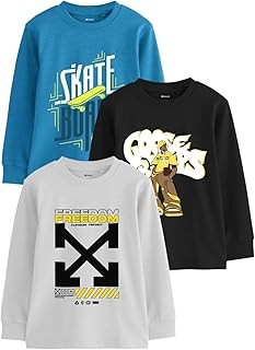 RAAX Boys Regular Fit 100% Cotton Graphic Printed Half Sleeve Tees (Pack of 3) | T-Shirts for Boys from Age 2-16 Years